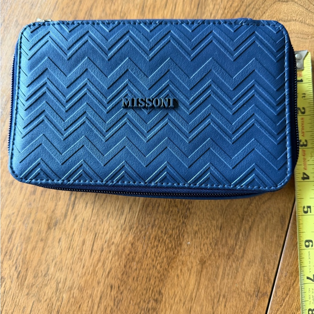 Missoni Navy Chevron Zip Pouch with Logo